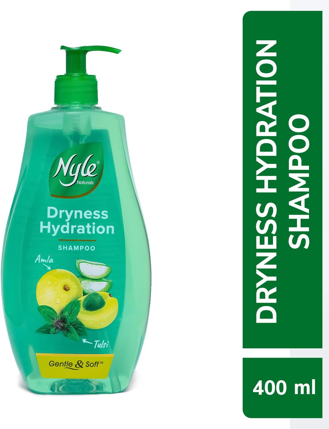 Nyle Naturals Dryness Hydration Shampoo, with Tulsi, Amla and Aloe Vera, Gentle & Soft Shampoo, Ph Balanced and Paraben Free, for Men & Women, 400Ml image number 2