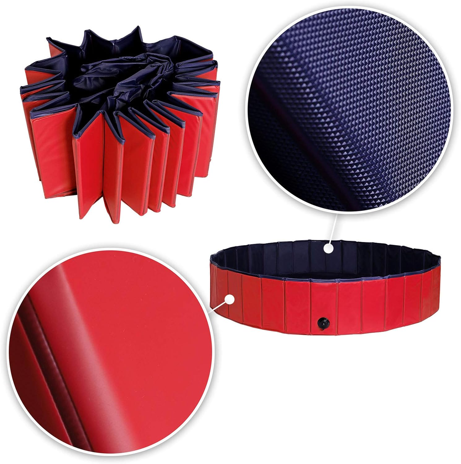 Dibea Foldable PVC Dog Swimming Pool for Dogs, Dog Bath, Water Pool for Dogs, Blue/Red image number 6