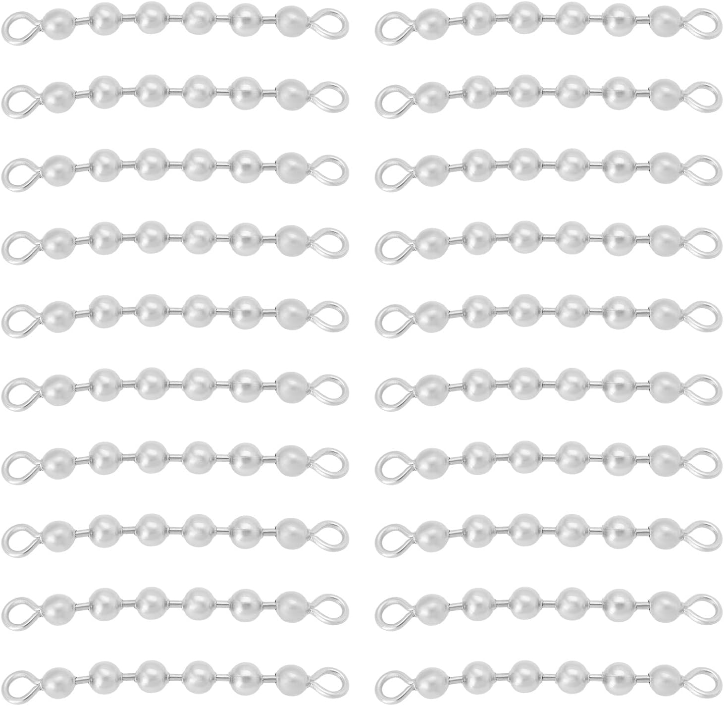 Create Idea 20Pcs Fishing Bead Chain Swivels 3/16 Inch 6 Bead Stainless Steel Catfish Swivel for Catfishing Freshwater Saltwater 4.5X45Mm image number 2
