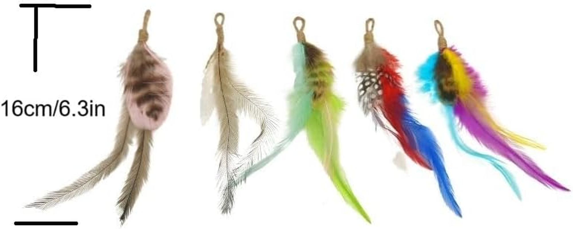 CYBERNOVA 8 PCS Colorful Cat Replacement Feathers Refills for Interactive Cat Teaser Wand Toys(C) image number 1