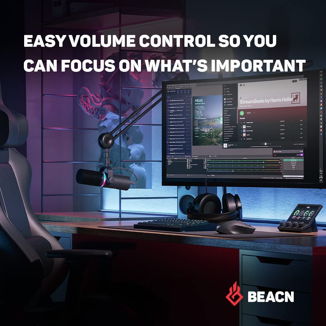 BEACN Mix USB C Audio Controller | Windows and Macos Audio Mixer for Gaming or Work| 4-Channel Audio Control with 5" Full-Color Display & Precision Knobs | Drag-And-Drop Customization (Dark) - Light image number 7