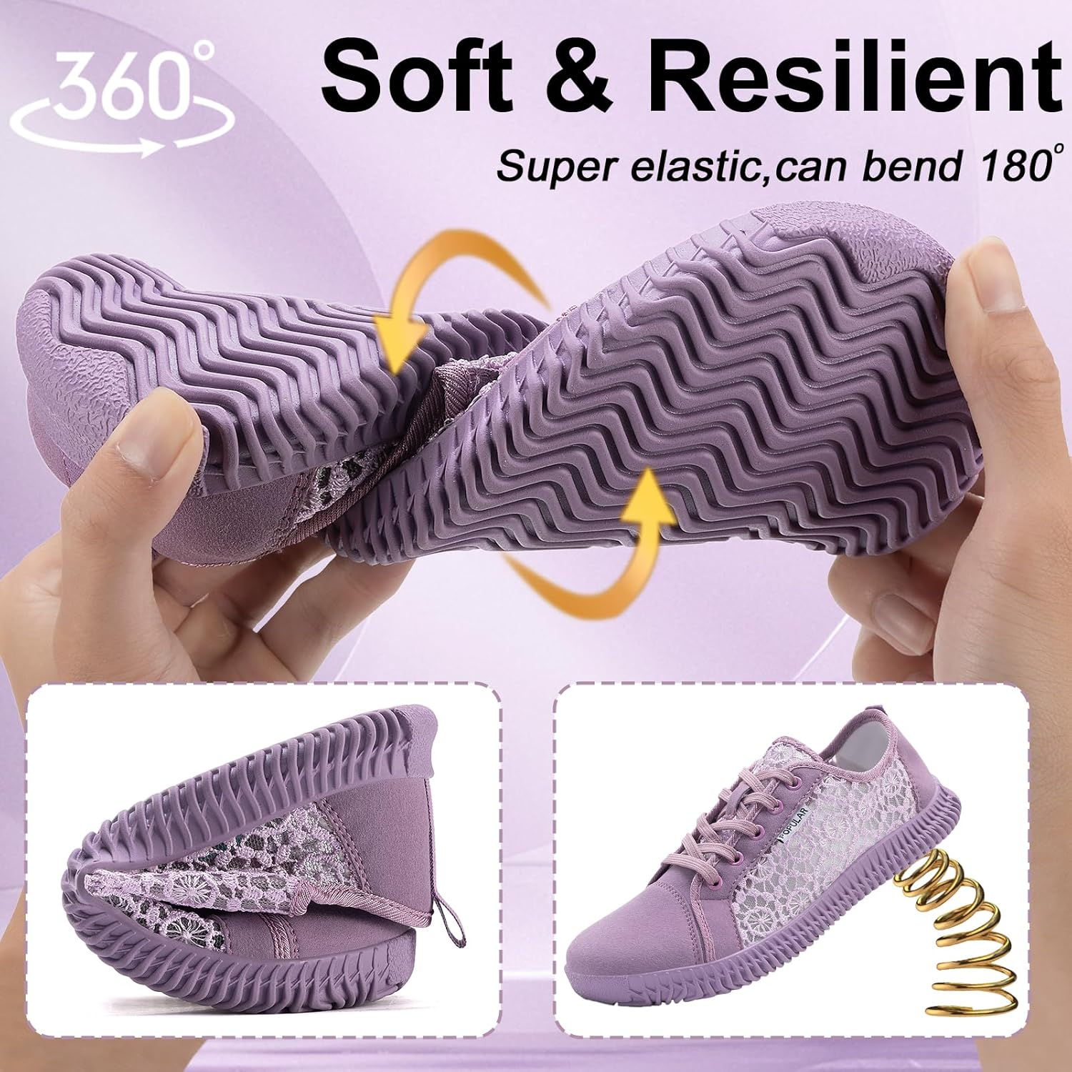 Nursgram Women'S Wide Toe Box Shoes Zero Drop Non Slip Extra Wide Width Fashion Sneakers Ultra Light Breathable Walking Shoes Casual Sneakers for Travel Work Trainers image number 5