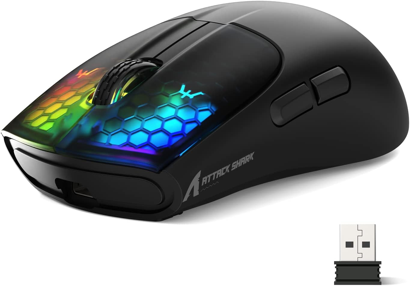 ATTACK SHARK X5 Wireless Gaming Mouse with Tri-Modes BT 5.1/2.4Ghz/Usb-C,Lightweight 49G,Paw3212 Optical Sensor,Rechargeable Battery,Rgb LED Computer Mouse for Pc/Tablet/Desktop/Office/Games-Black image number 6