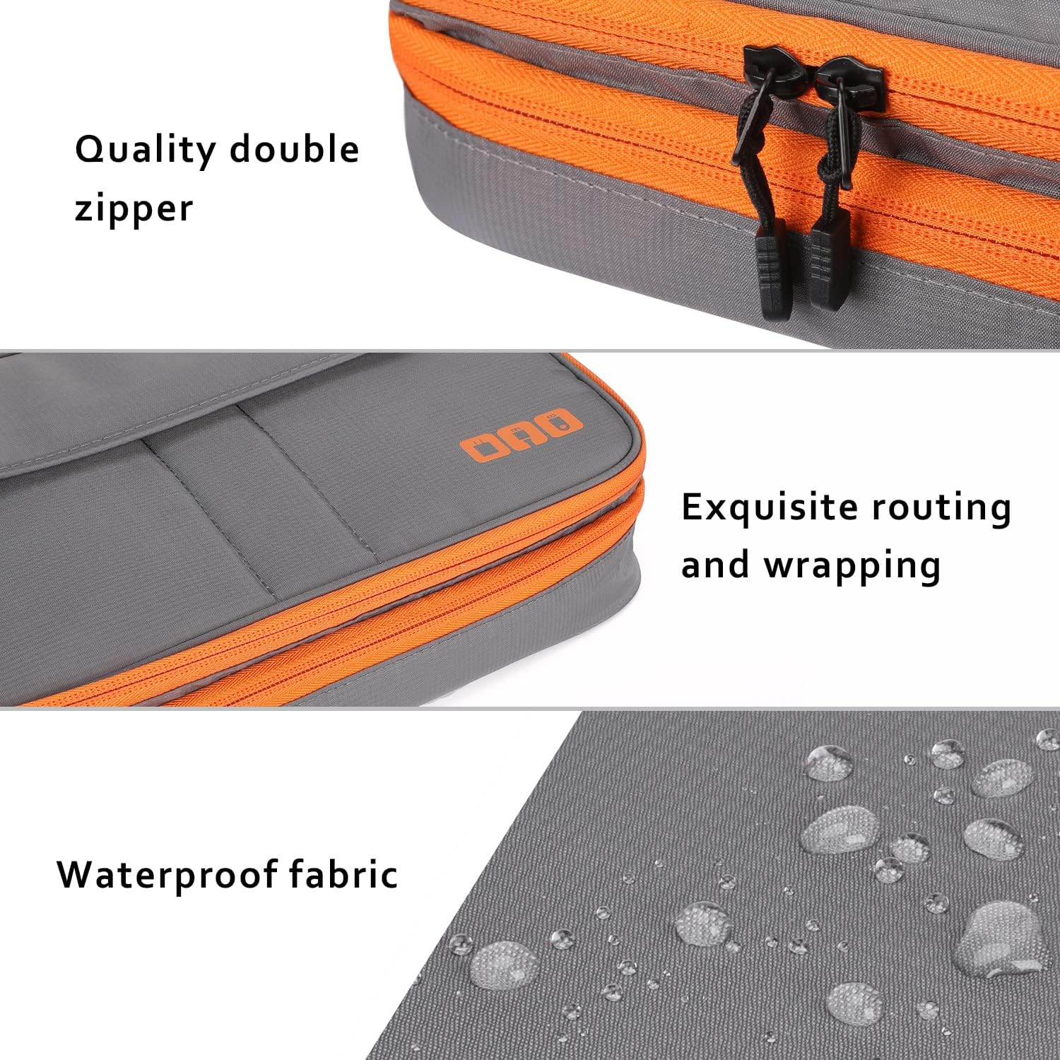 Double Layers Large Capacity Travel Electronic Accessories Organizer Bag, 2 Front Pockets Travel Gadget Carry Case, Perfect Size Fit for Ipad,Iphone,Cables,Power Bank,Tablet(10.2&rsquo;&rsquo;)-Grey image number 4