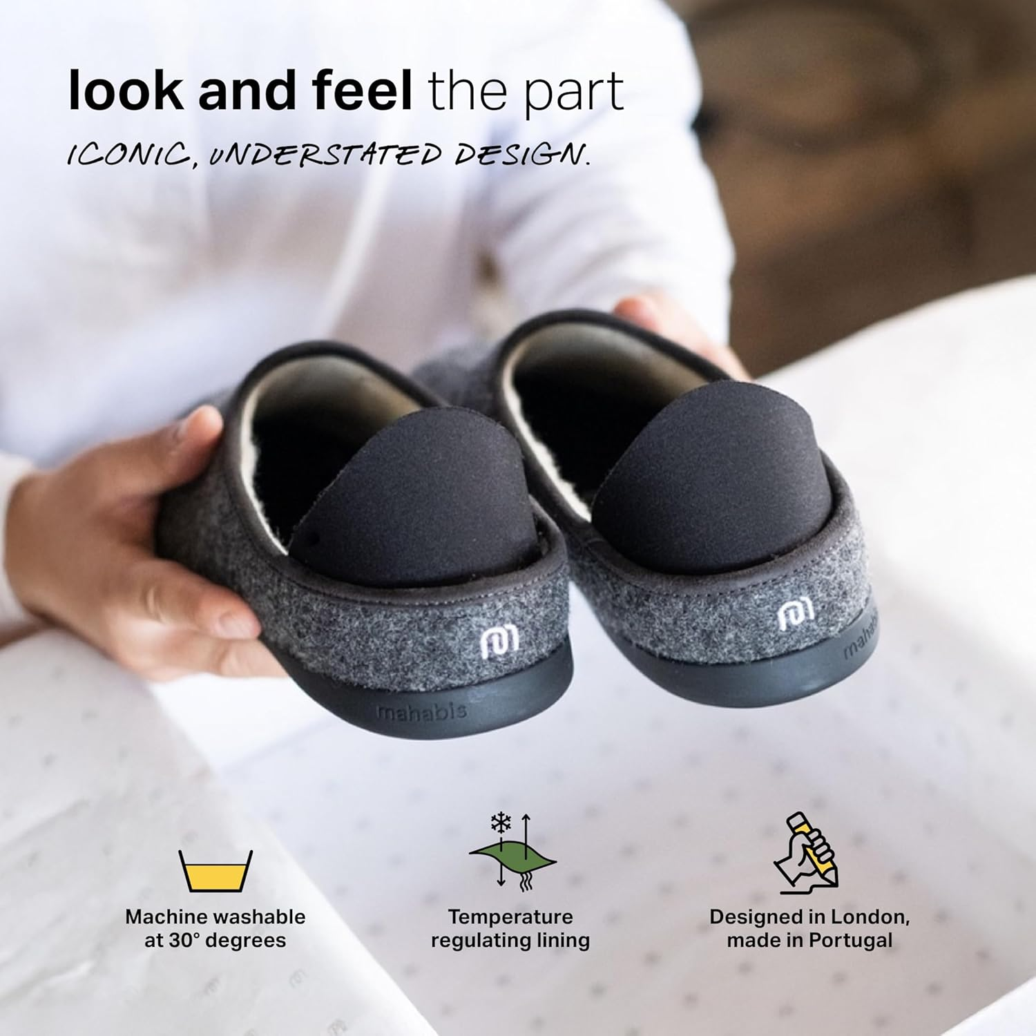 Mahabis | Unisex Slippers | Classic Collection | Premium Comfort with Refined Design & Support | Supreme Wearability & Heat Controlled | 100% Wool Lining image number 3
