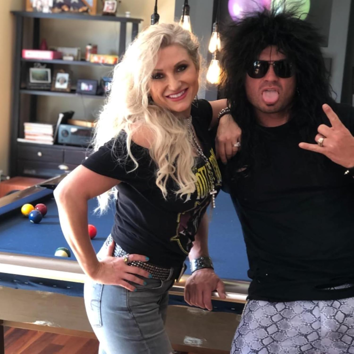 Men'S Hippie Rock Disco Costume Hair ，70S 80S 90S Retro Long Black Curly Wig ， for Halloween, Cosplay, Theme Parties & Rave image number 1