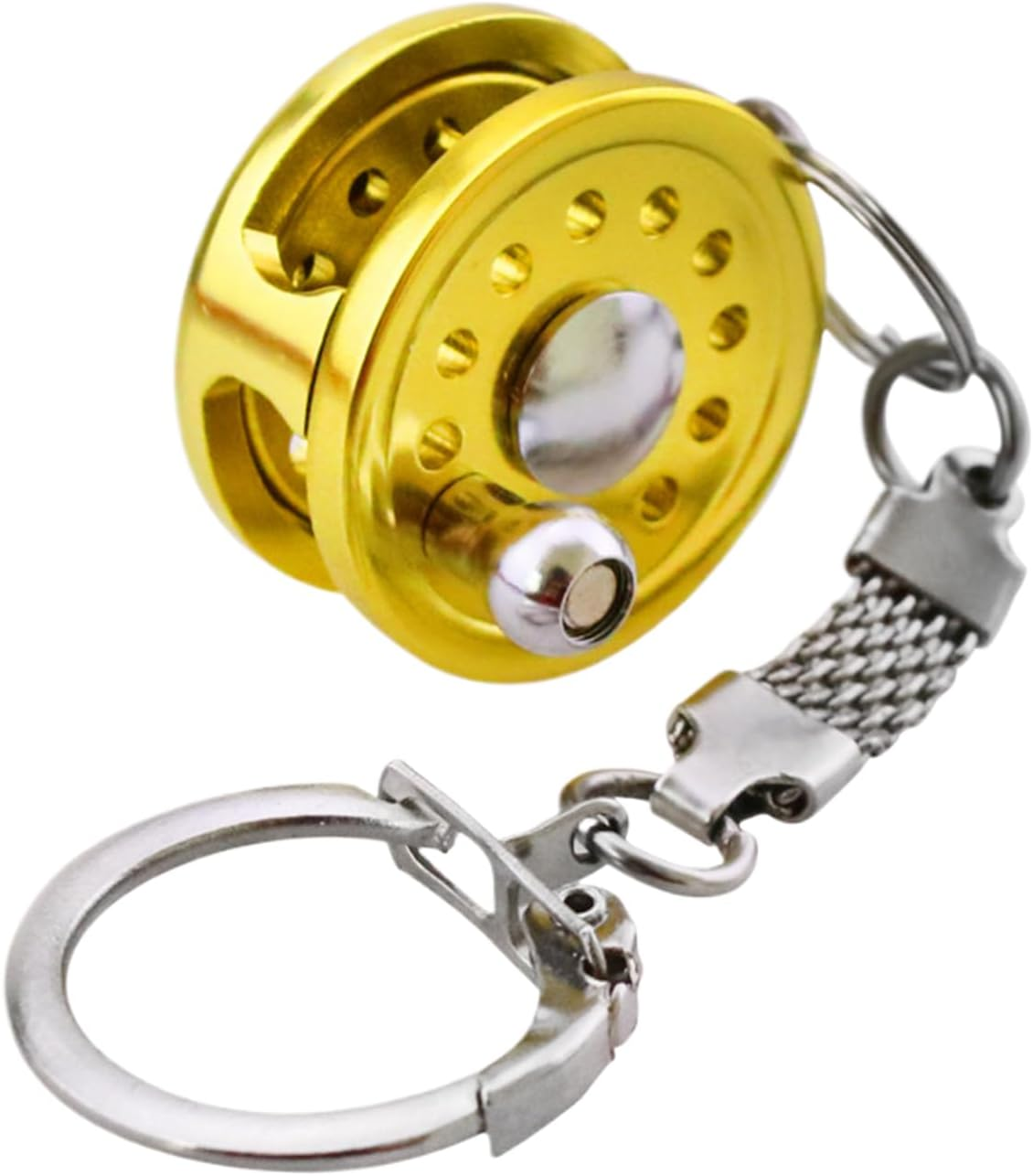 Bag Charm - Fishing Reel Metal Key Chain - Fishing Tackle Fidget Keychains - for Purse Handbag Wallet Phone Luggage Truck School Travel Party Office Home Angler Women Men - C image number 1
