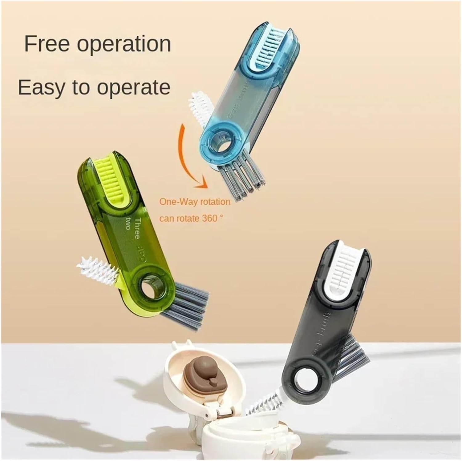 3 in 1 Water Bottle Brush Cleaner Set Hangable Multi-Functional Water Bottle Cleaner Brush for Tiny Bottle Cup Lid Detail Brush Straw Cleaner Tools Portable Kit for Home Durable Premium(3 Pcs) image number 1