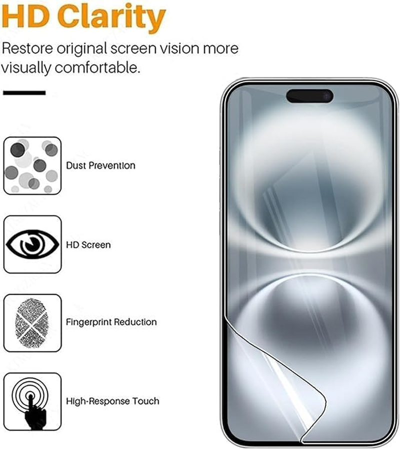 Soft PET Film Screen Protector Guard for Apple Iphone 16 PRO MAX Front and Back image number 4