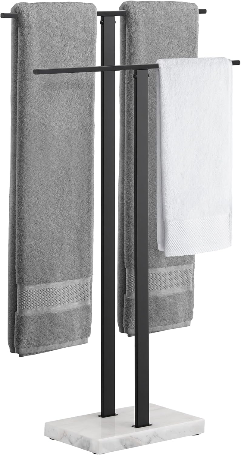 KES Standing Towel Rack 3-Tier with Heavy Marble Base, Free Standing Towel Racks for Bathroom Floor, SUS304 Stainless Steel Brushed Finish, BTH217S3-2
