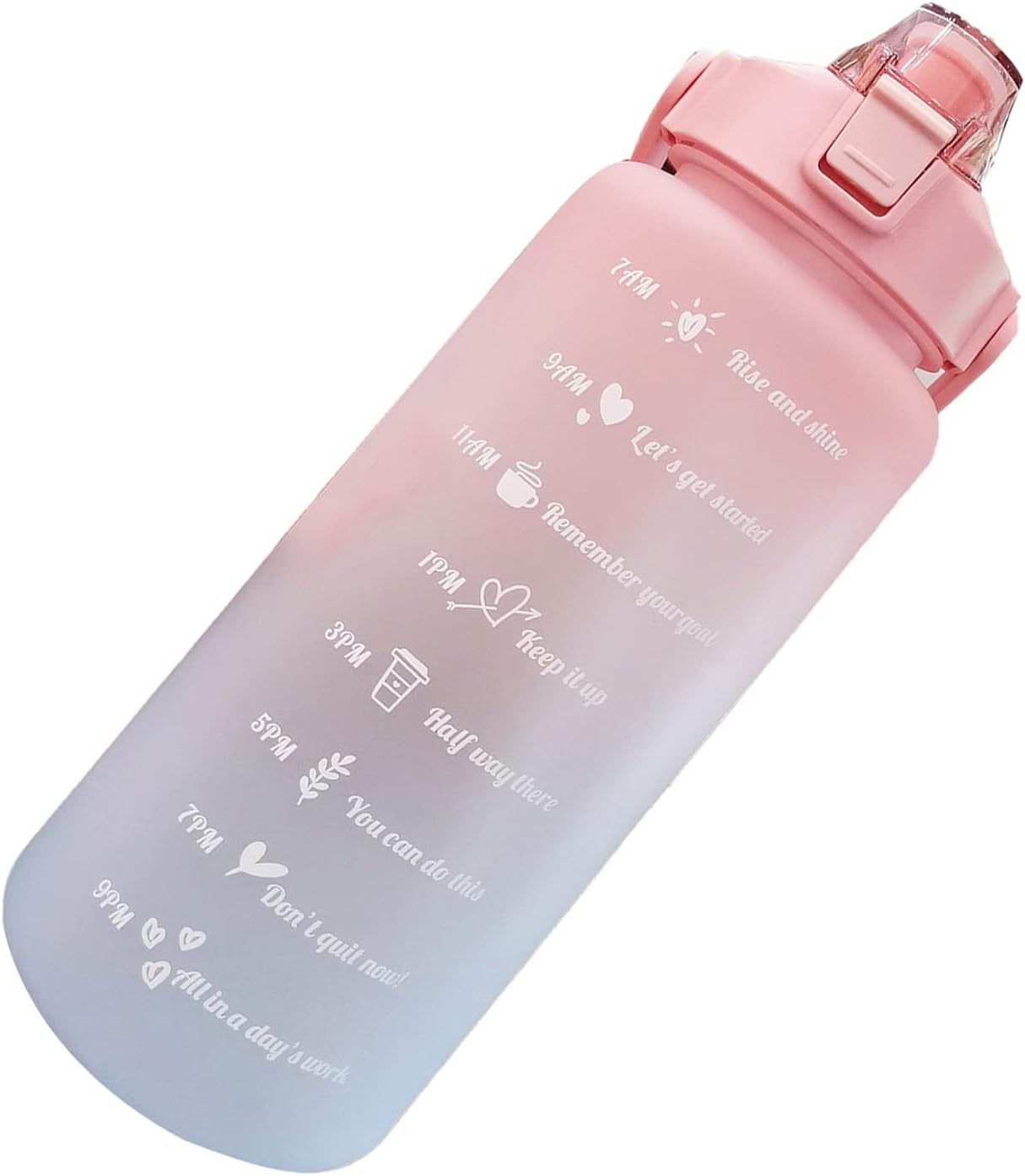 2L 67Oz Water Bottle with Motivational Time Marker with Straw Frosted Plastic Reusable Leakproof Drop Resistant and Drink Bottle for Fitness Gym Sports Workout image number 6