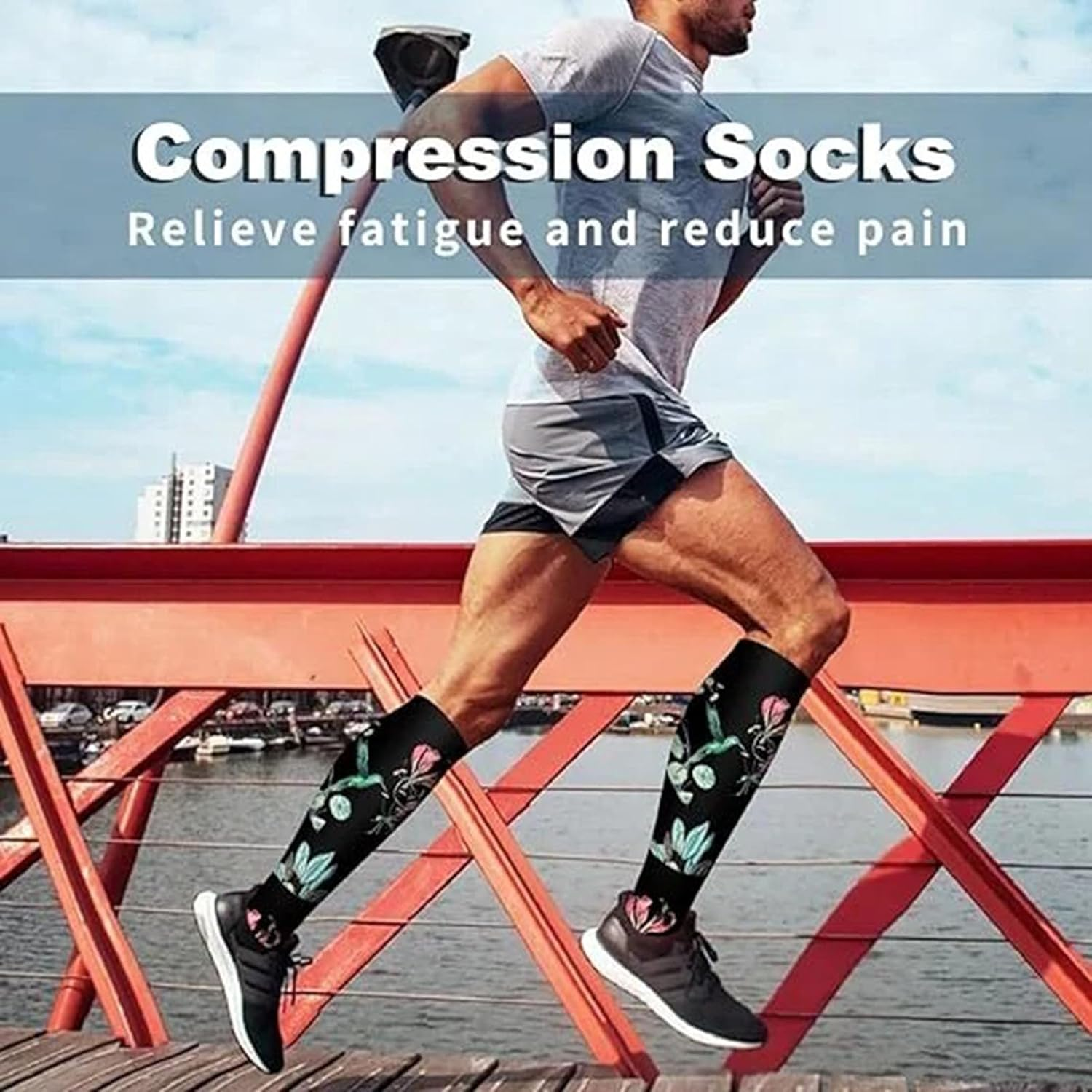Compression Socks for Men & Women Circulation, MH MOIHSING Compression Stocking 15-20 Mmhg Best Support for Athletic Running, Swelling, Nurse, Flight, Travels, Nurses, Edema (3 Pairs)