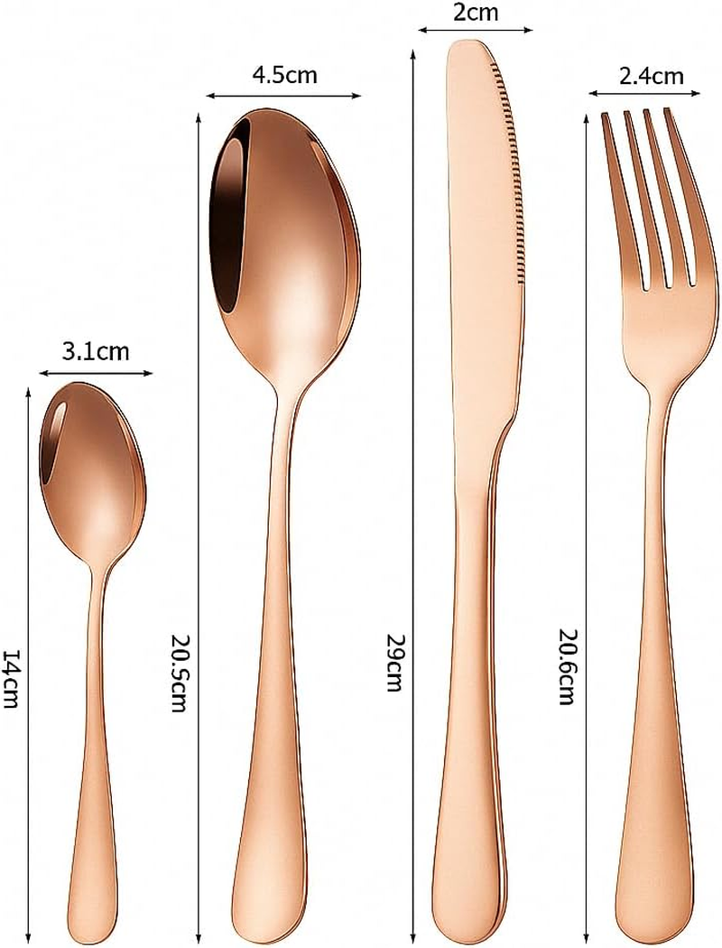 Salesbay Cutlery Set Rose Gold 16 Pcs Stainless Steel Knife Fork Spoon Stylish Teaspoon Kitchen image number 5