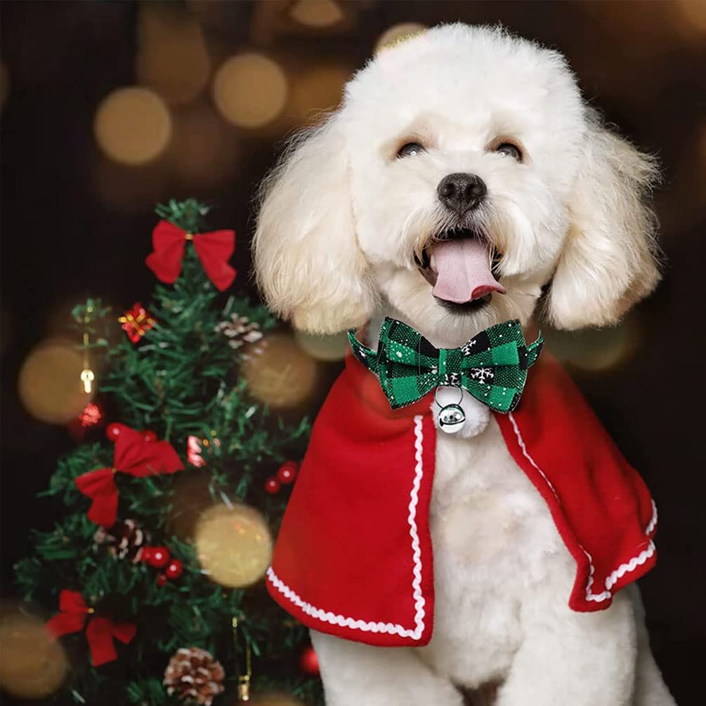 Idopick 3 Pack Cat Collar with Bell Breakaway, Buckle Adjustable Soft Cotton Plaid Dog Collar Kitten Collar with Bow Tie for Small Medium Cat Dog image number 2