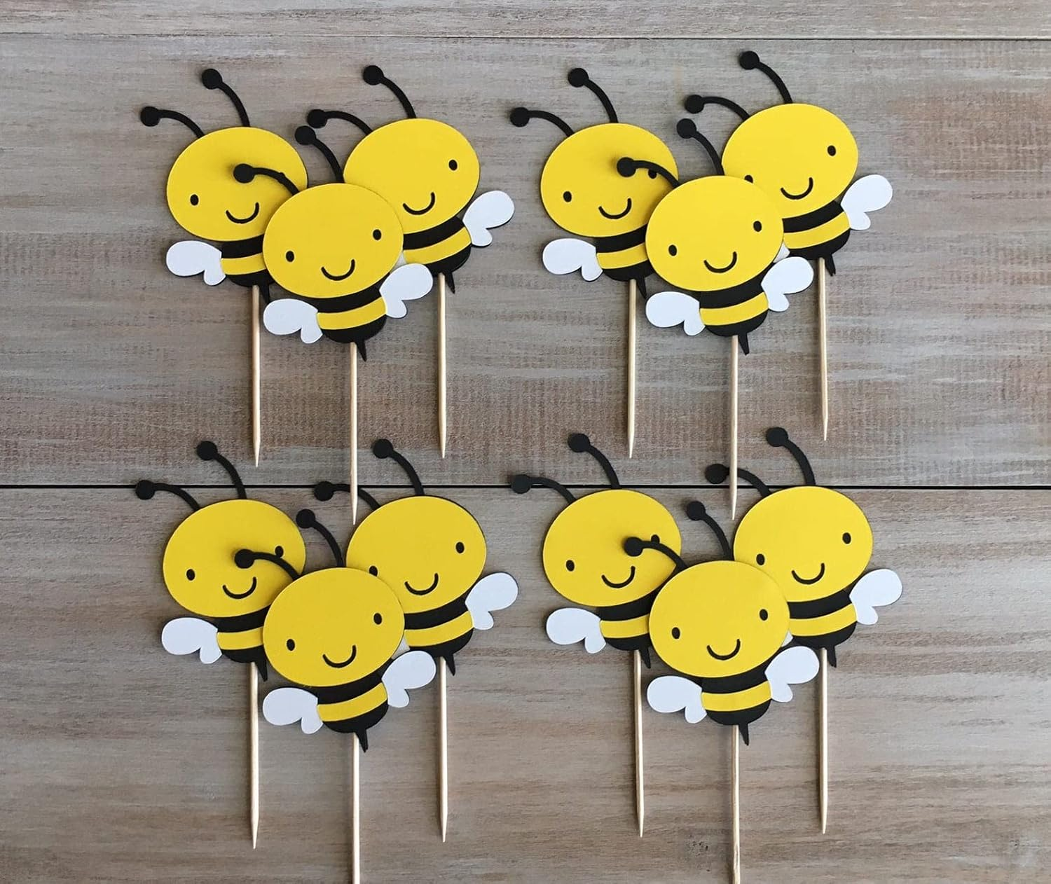 12Pcs Bumble Bee Cupcake Toppers Oh Babee Cupcake Picks Multi Layer Honey Bee Cupcake Picks for Baby Shower Birthday Party Decorations Supplies image number 2