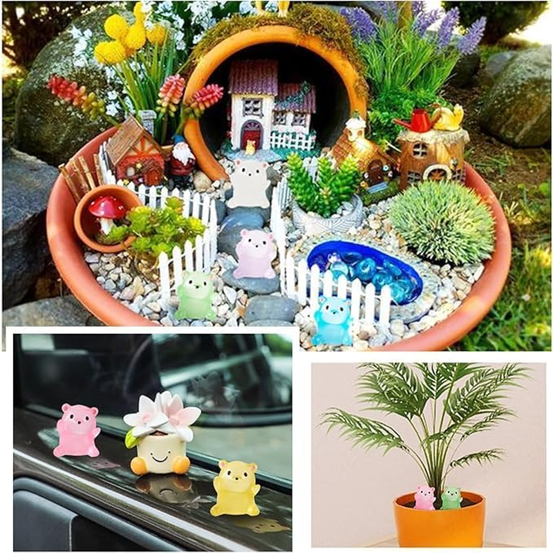 Leanockesa 60 PCS Mini Resin Animals Set for Family Crafts, Aquarium, Garden Landscape - Luminous Figures Ornament Potted Decorations DIY Accessories (Random Style and Color) image number 3