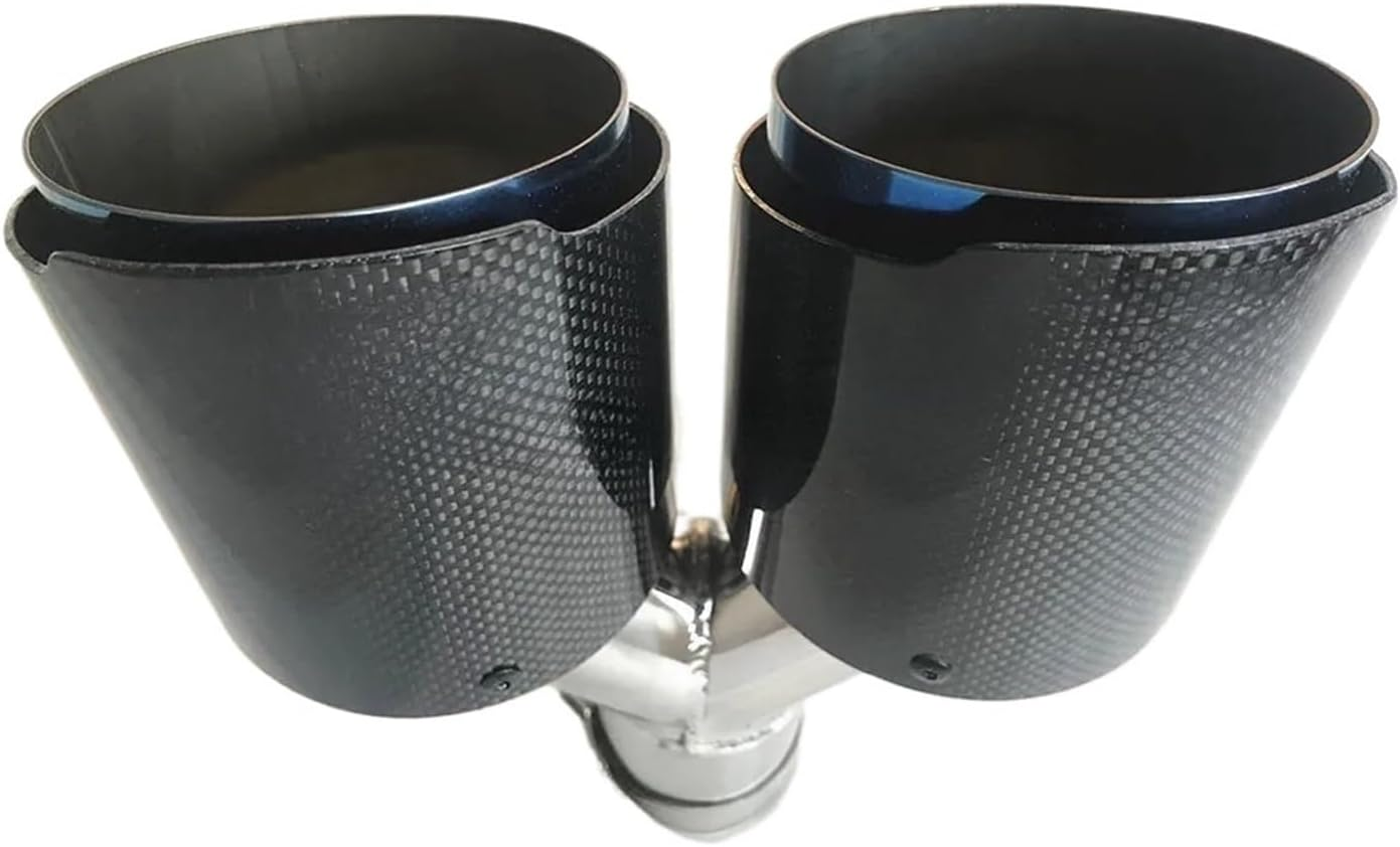 Fibre Grilled Bule Stainless Steel Universal DUAL Automobile Exhaust Tip Muffler Car Accessories Modification Tip(54-89Mm) - 51- 89Mm image number 2