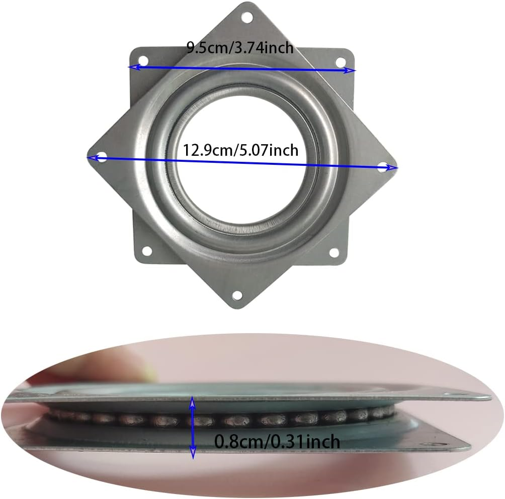 2 Pcs 4 Inch Susan Turntable Bearings Susan Turntable Lazy Susan Turntable Square Rotating Bearing Plate Lazy Susan Hardware Swivel Plate, for Swivel Plate,Corner Cabinet,Revolving Shelve in Kitchen image number 1