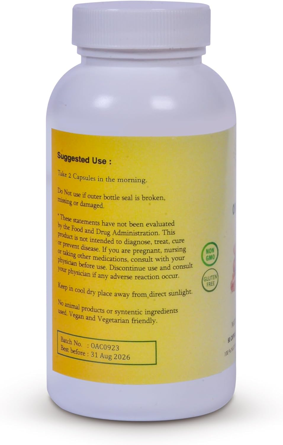 Turmeric Organic Capsules Herbal Supplement Curcumin Vegan GMO Free Natural 1000Mg per Serving 60 Count image number 2