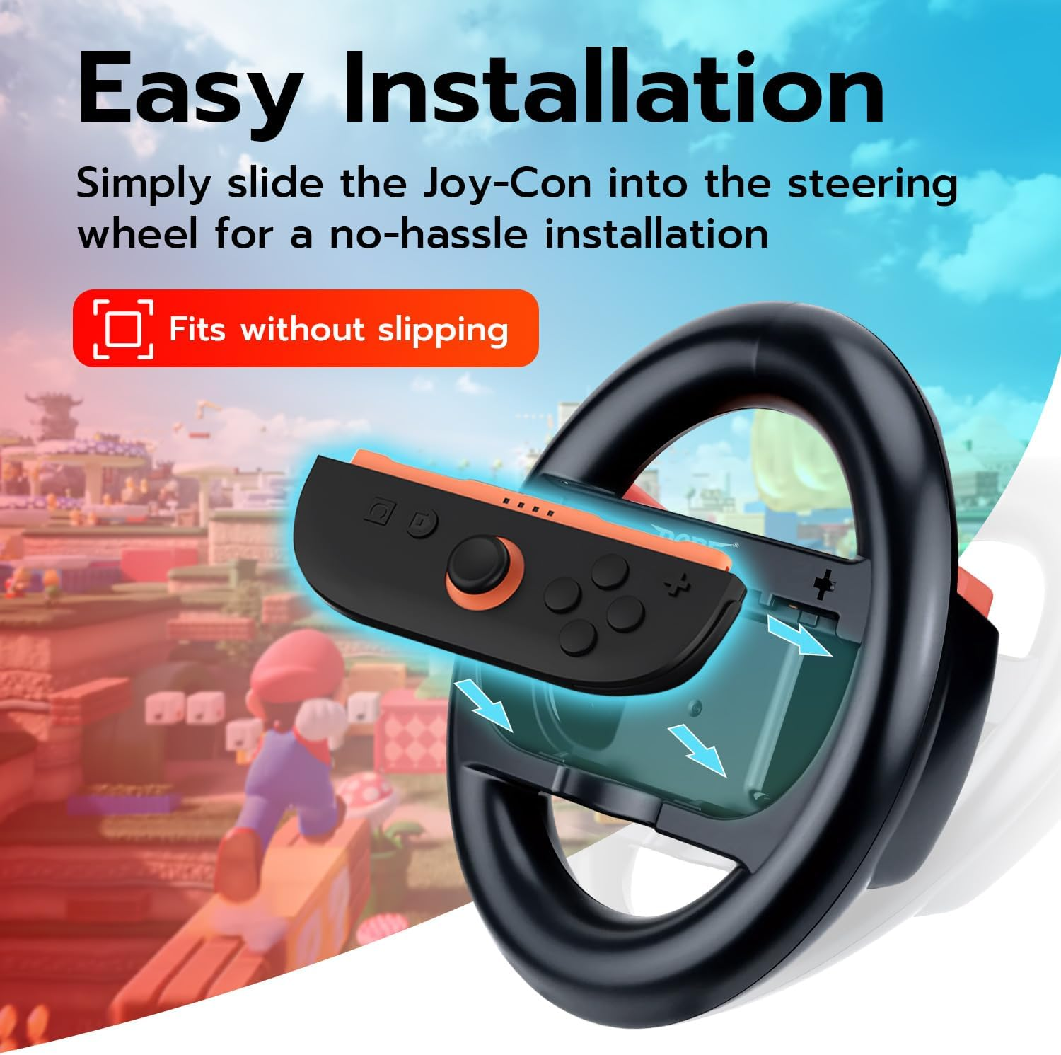 Mcbazel Steering Wheels for N-Switch2 Joy Con - Racing Controller Accessories with Ergonomic Grip & L/R Triggers, Easy Install for Mario Kart, Family Gaming Compatible with All Switch 2 Games(2-Pack) image number 4