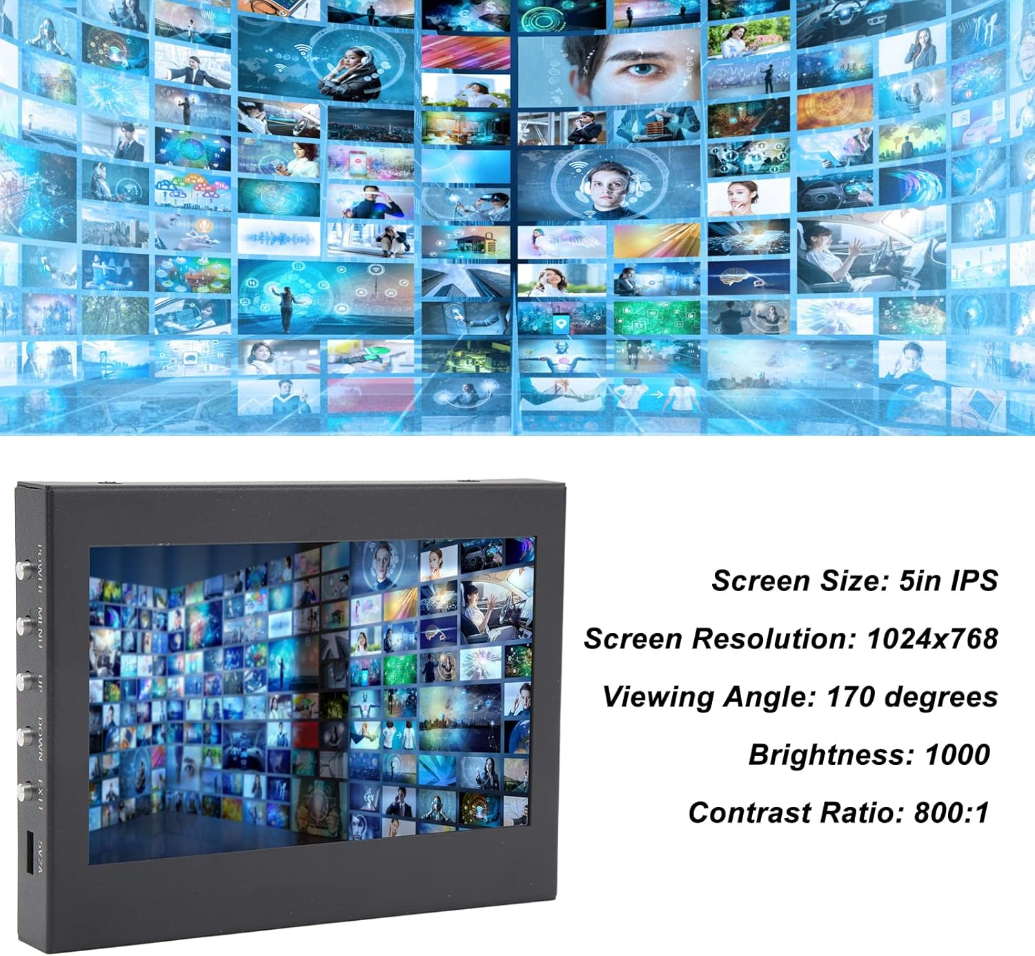 5 Inch IPS LCD Touch Screen Display, 1024X768 Capacitive Screen with VGA USB, Color Screen Monitor for Games, Computers, Laptops, Dvrs image number 3