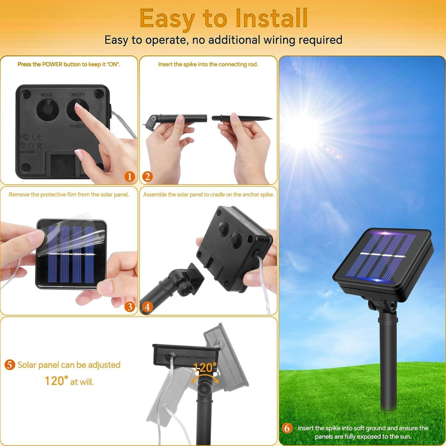 Kousee Outdoor Solar LED Rope Lights, IP65 Waterproof Rope Light 12M/39.4Ft 100Leds Solar Decoration Lights with 8 Lighting Modes, Rope Fairy Light for Garden Tree Party Christmas Decoration- Blue image number 6