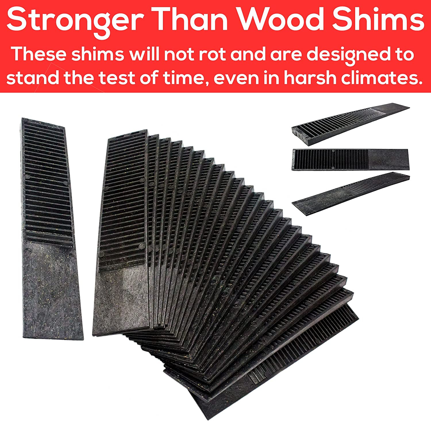 Pro Project Supplys Never-Rot 8 Inch Composite Shims 24 Pack. Home Improvement DIY Levelers Have Extreme Weight Capacity Are Weather Resistant Easy to Break & Perfect for Doors Windows & Sheds. image number 6