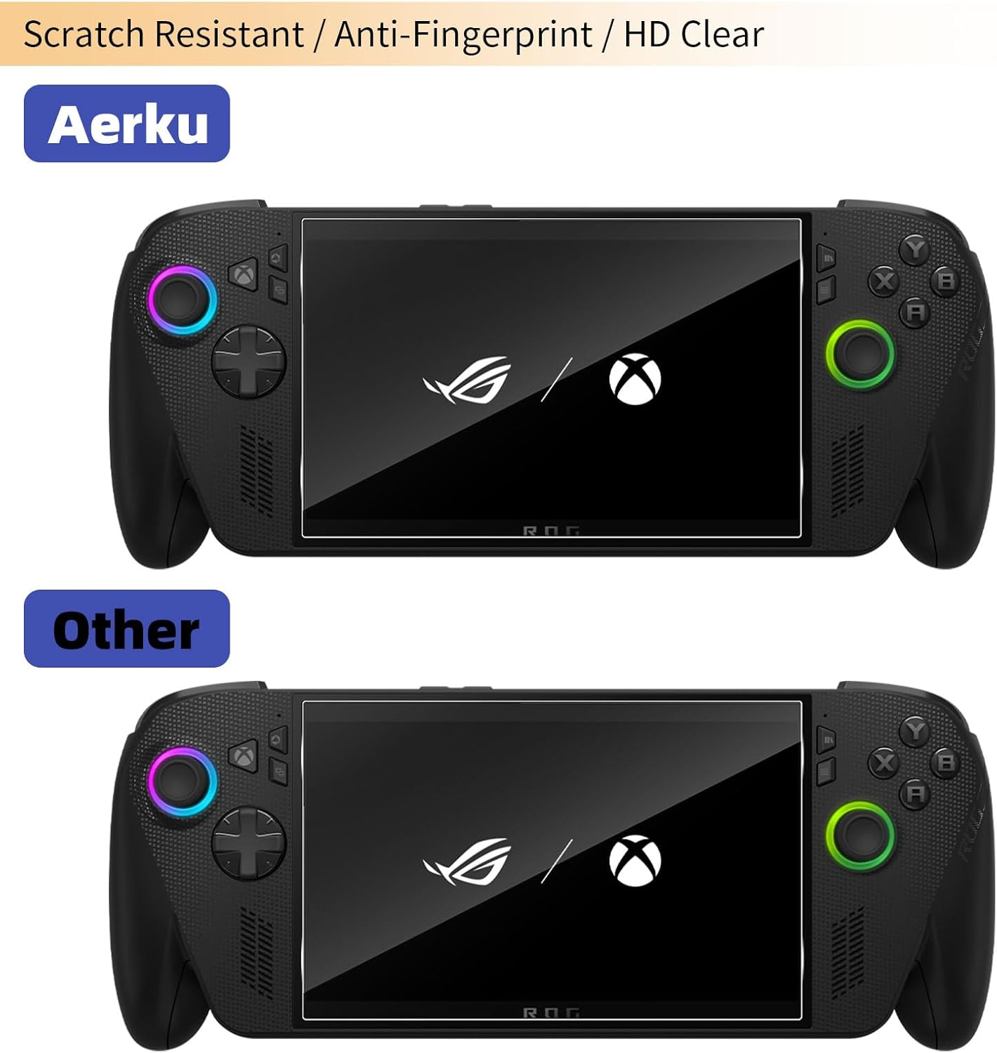 Aerku Pack of 2 Screen Protectors for ASUS ROG Xbox Ally/Rog Xbox Ally X for Tempered Glass, 0.33 Mm Ultra Clear Film, 9H Hardness Screen Protector, Anti-Bubble, Anti-Scratch Protective Glass image number 5