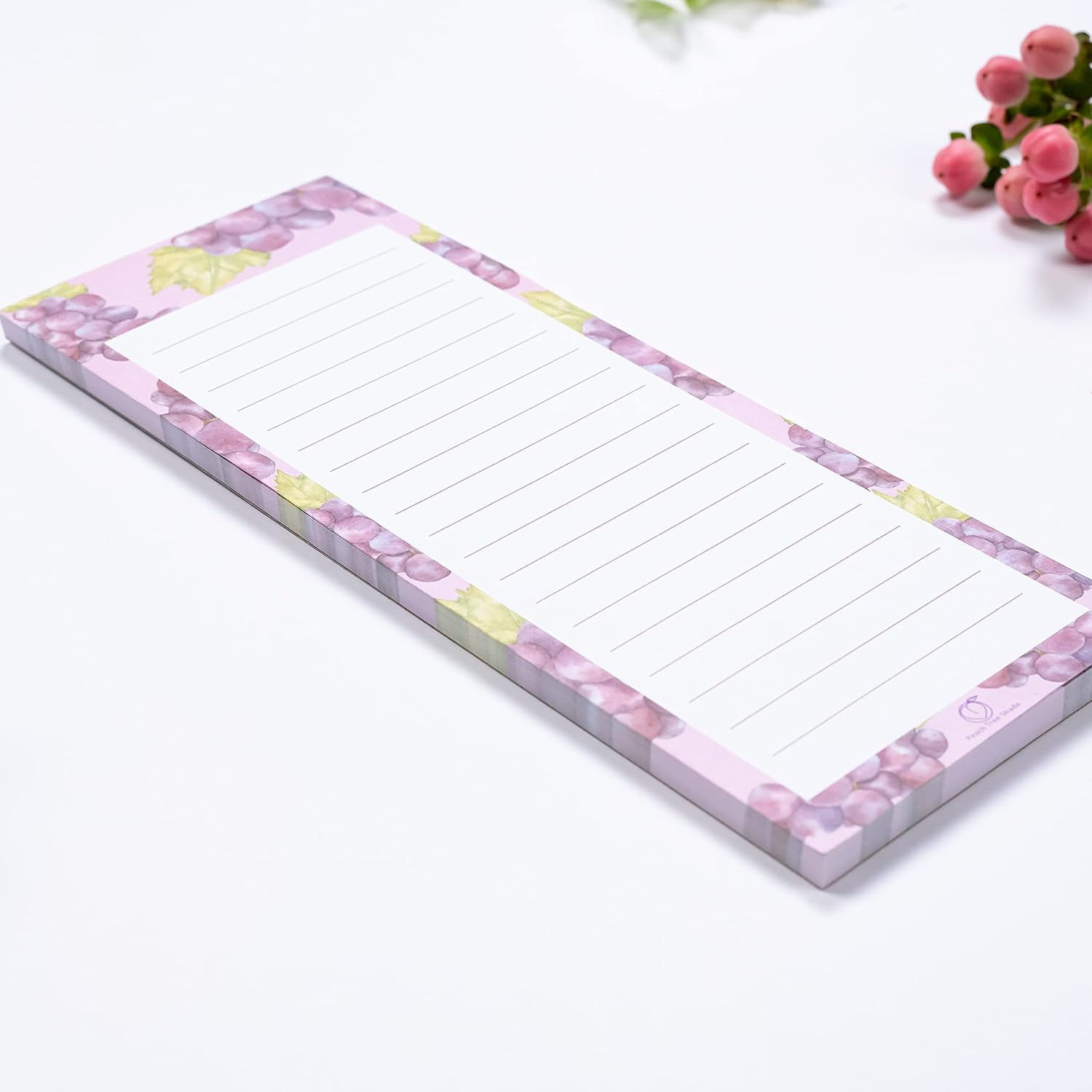 Magnetic Notepads, 2-Pack 60 Sheets per Pad 3.5&rdquo; X 9&rdquo;, for Fridge, Kitchen, Shopping, Grocery, To-Do List, Memo, Reminder, Book, Party, Stationery, (Fruitnotes Grapes & Strawberry) image number 2