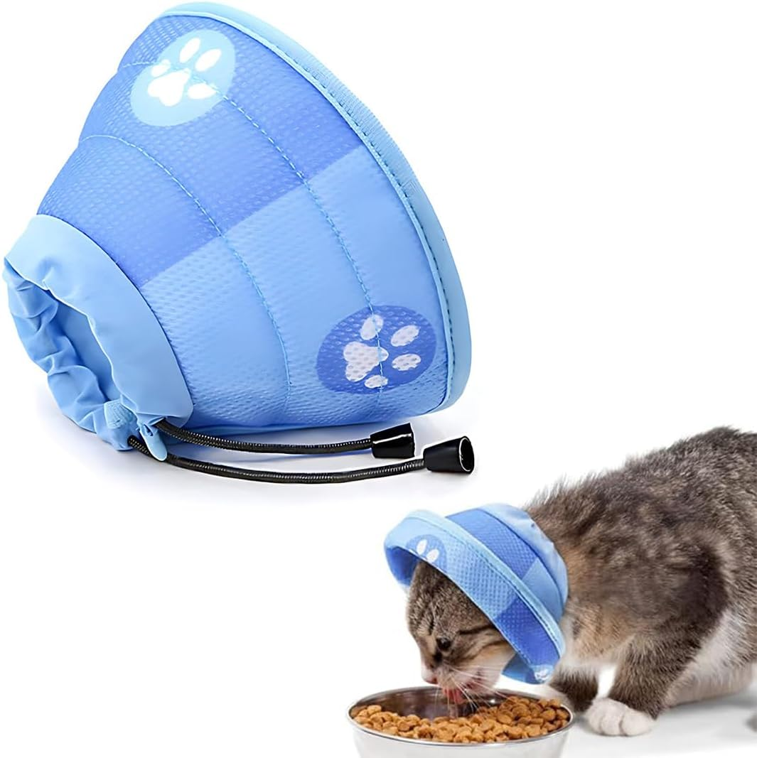 Cat Collar, Soft Adjustable Collar for Cats, Cat Collar, after Surgery and Injuries, Prevents Licking Wounds, Cat Collar, Cat Collar (Blue, S) image number 2