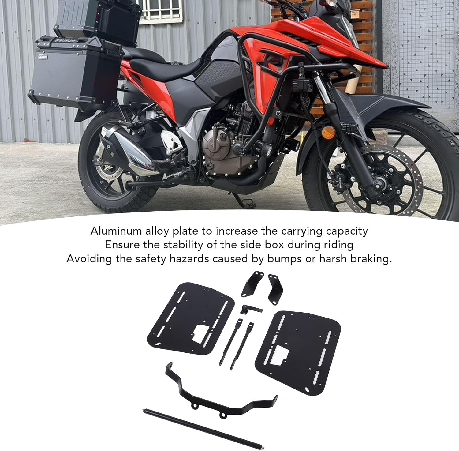 Motorcycle Side Case Mounting Rack, Heavy Duty Aluminum Alloy Side Saddlebag Rack Bracket Kit for 18L 28L 35L 38L Side Cases, Quick Release Mechanism, 61 Pcs Accessories image number 4