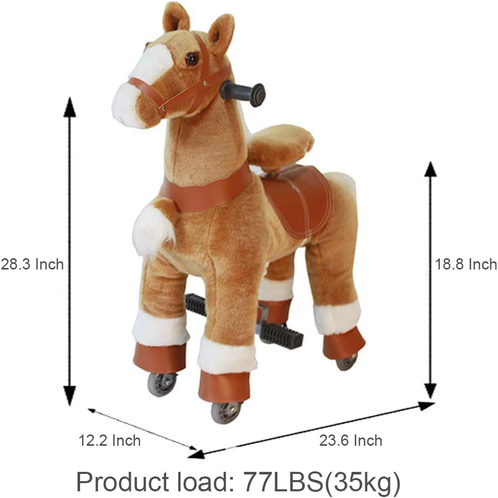 (3-5Years, Brown) - Ride on Horse Rocking House Natural Mechanical Real Walking Horse Unicorn Horse Small for Age 3-5 (Brown, 3-5Years) image number 5