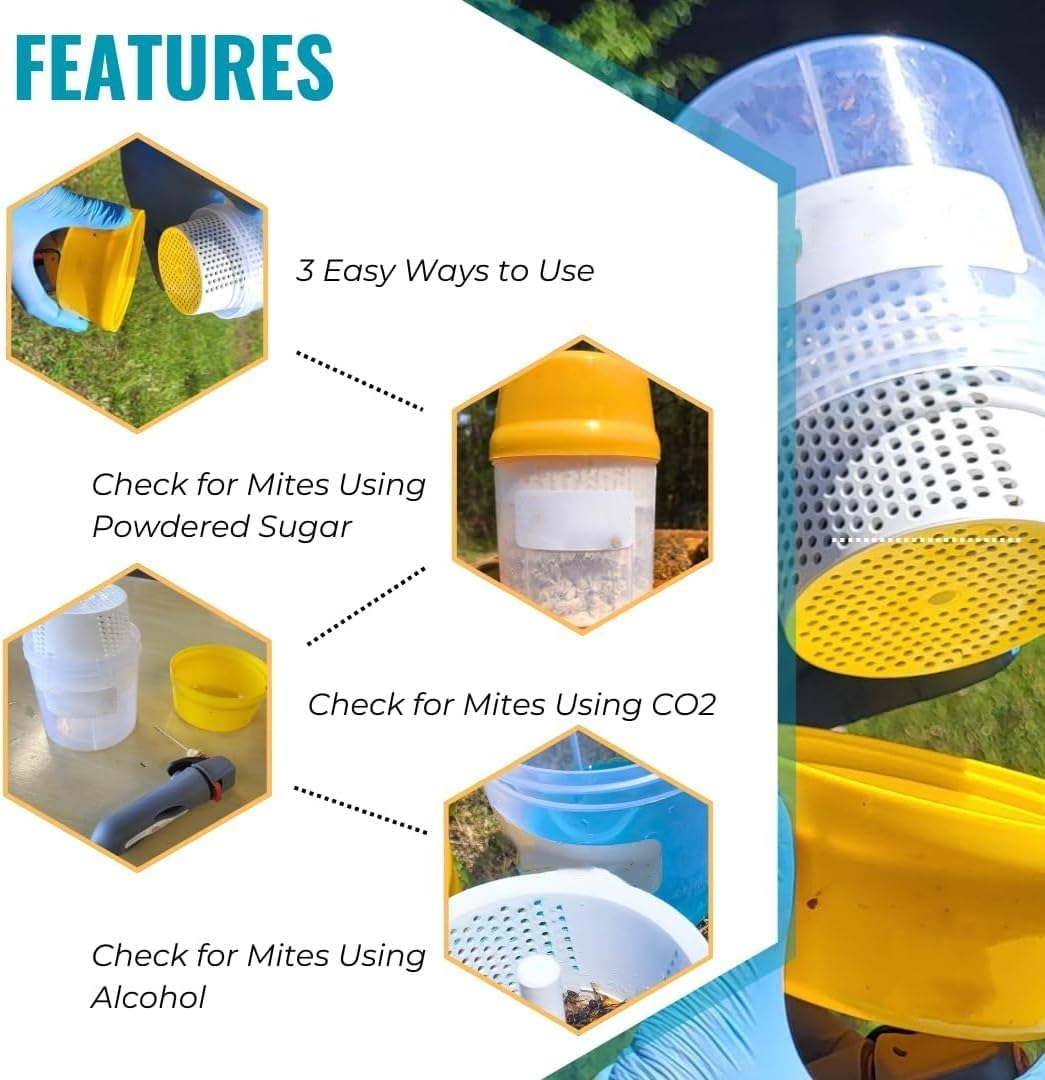 WADY Beekeeper Beehive Essential Tool Kit with Varroa Mite Shaker, Beekeeping Supplies for Hive Management & Pest Control, Professional Beekeeping Equipment for Beginners & Experts (Yellow) image number 1