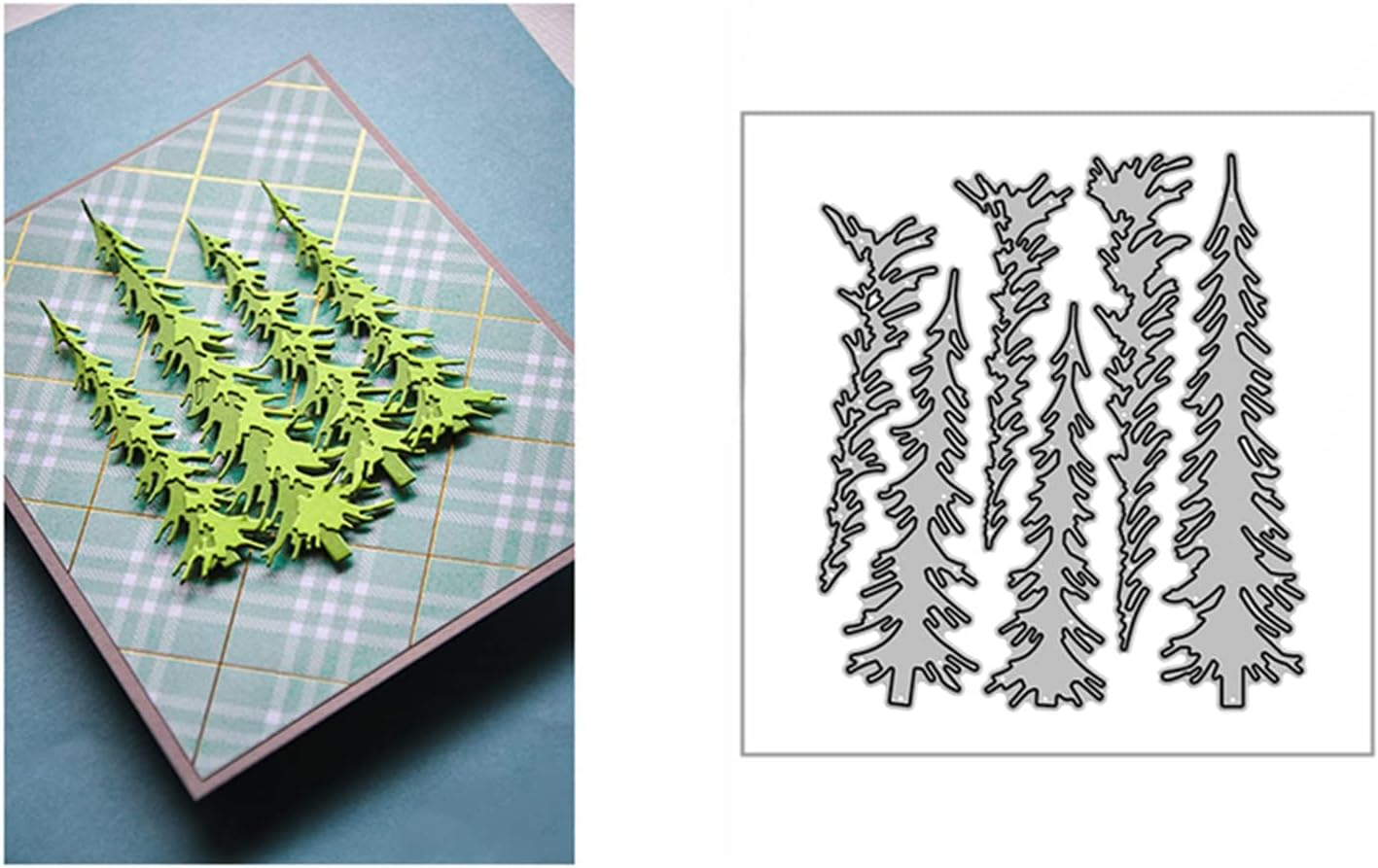 6Pcs/Set Christmas Tree Metal Die Cuts, Pine Tree Plant Frame Stencils DIY Crafts Cards Cutting Dies Cuts for DIY Embossing Card Making Photo Decorative Paper Dies Scrapbooking image number 1