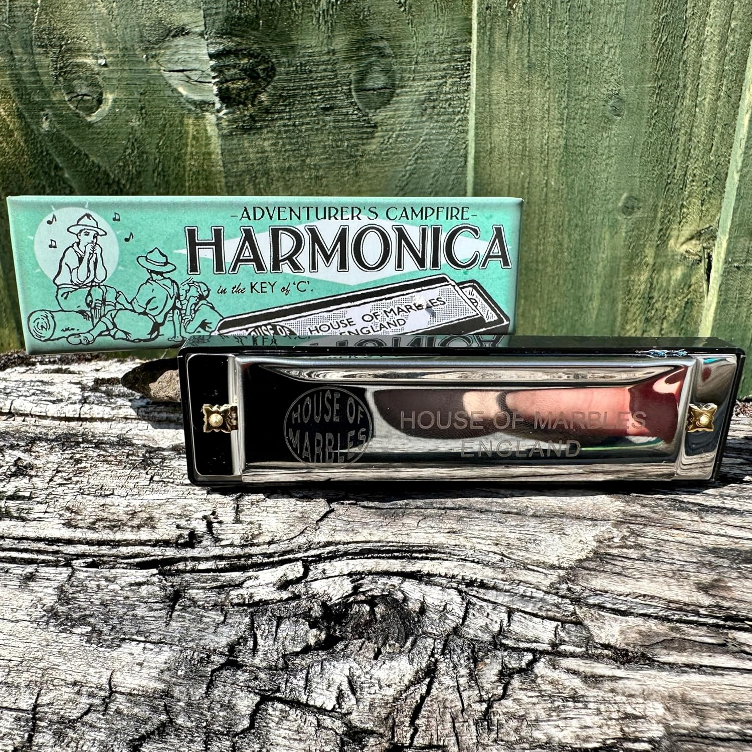 House of Marbles Advernturer'S Campfire Metal Harmonica Instrument in the Key of C Major, an Easy Diatonic Musical Scale Mouth Organ in Stainless Steel, for Beginners to Professionals Musicians image number 1