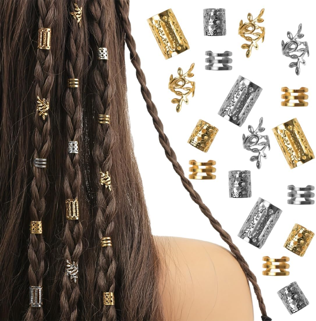 KOLZEMV Pack of 80 Hair Accessories for Braids, Hair Accessories, Jewellery for Hair, Cuff Clips for Dreadlock Accessories, Hair Spiral Clips, Hair Accessories for Dreadlocks for Men, Women, Girls And image number 4