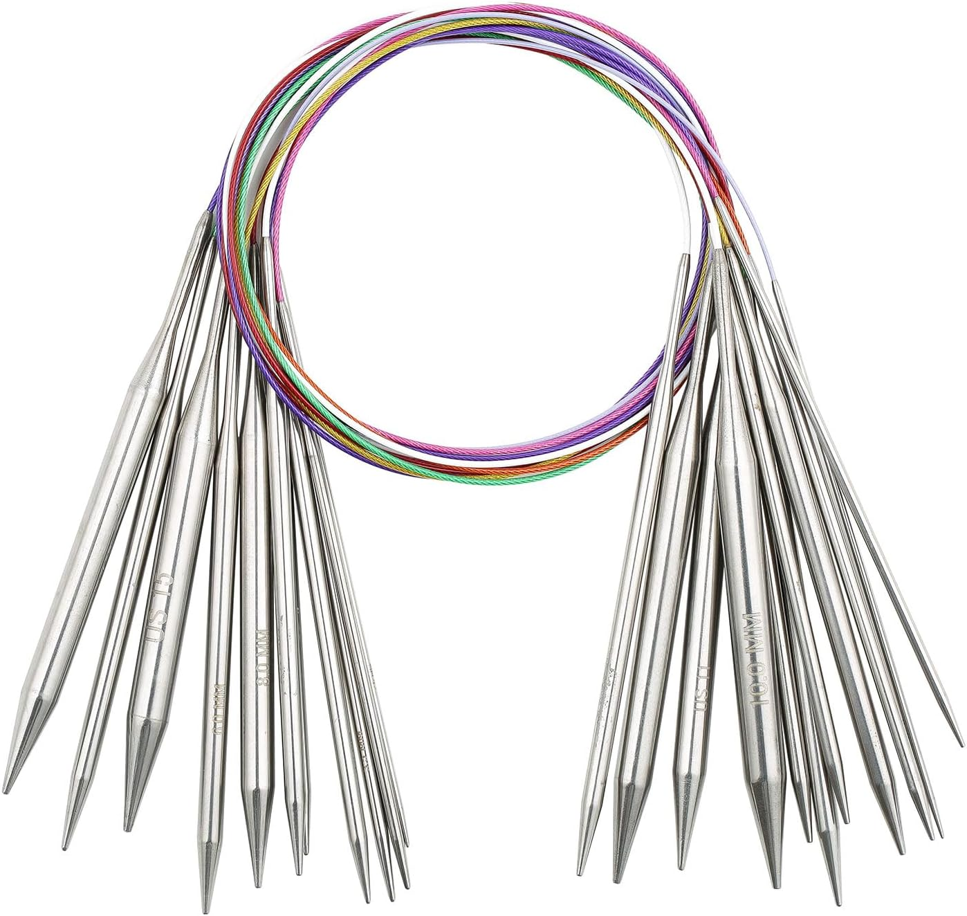 9Pcs 100Cm Circular Knitting Needles Set, Size 3.5Mm, 4Mm, 4.5Mm, 5Mm, 5.5Mm, 6.5Mm, 8Mm, 9Mm, 10Mm, Stainless Steel Metal Circular Needle with Flexible Smooth Joints for Blankets, Sweaters, Shawls, Hats, Scarf Knitting for Beginners image number 3