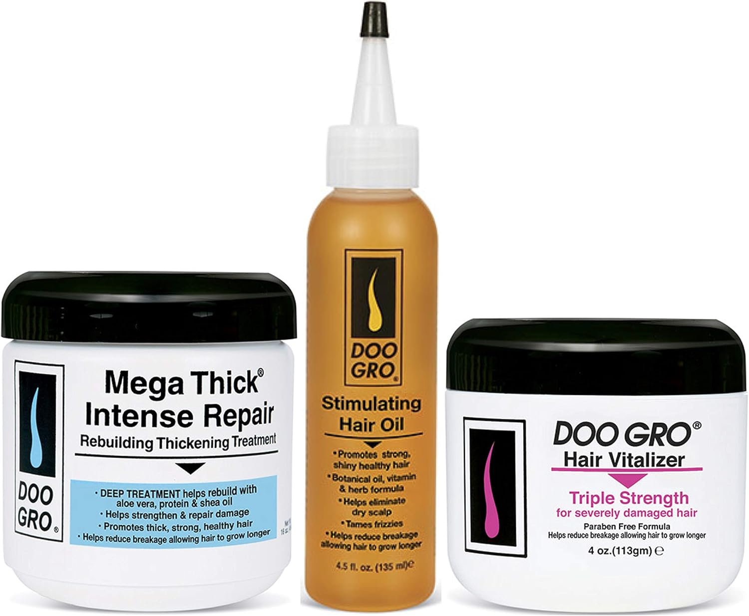 Doo Gro Mega Thick Intense Repair 16Oz with Stimulating Growth Oil 4.5 Fl. Oz & Hair Vitalizer Triple Strength 4Oz image number 6
