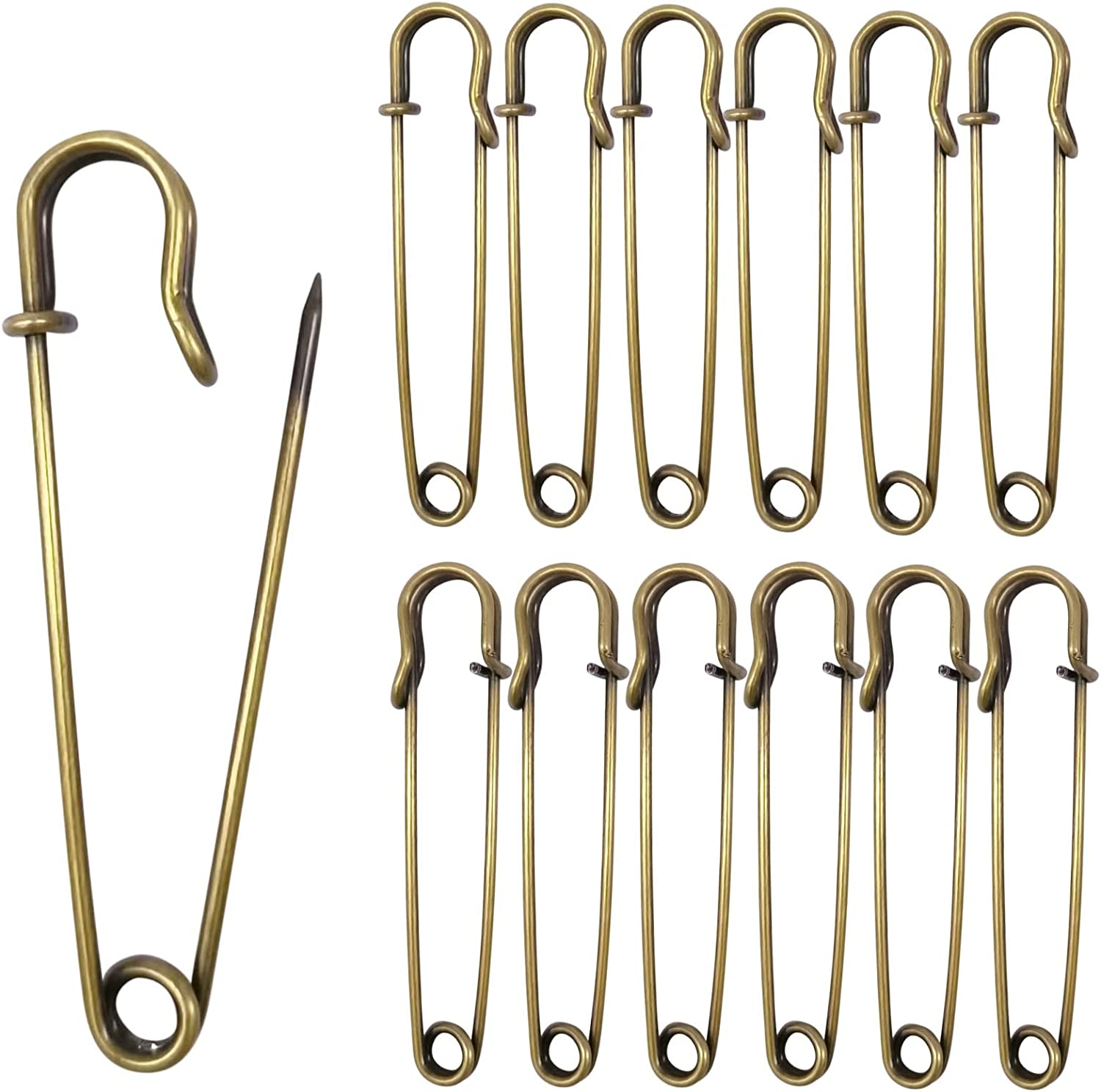 Urmspst Safety Pins (Upgrated), 75Mm Large Safety Pin Pack of 30 for Clothes Leather Canvas Blankets Crafts Skirts Kilts, Extra Large Safety Pin Heavy Duty Black Safety Pins (Black)