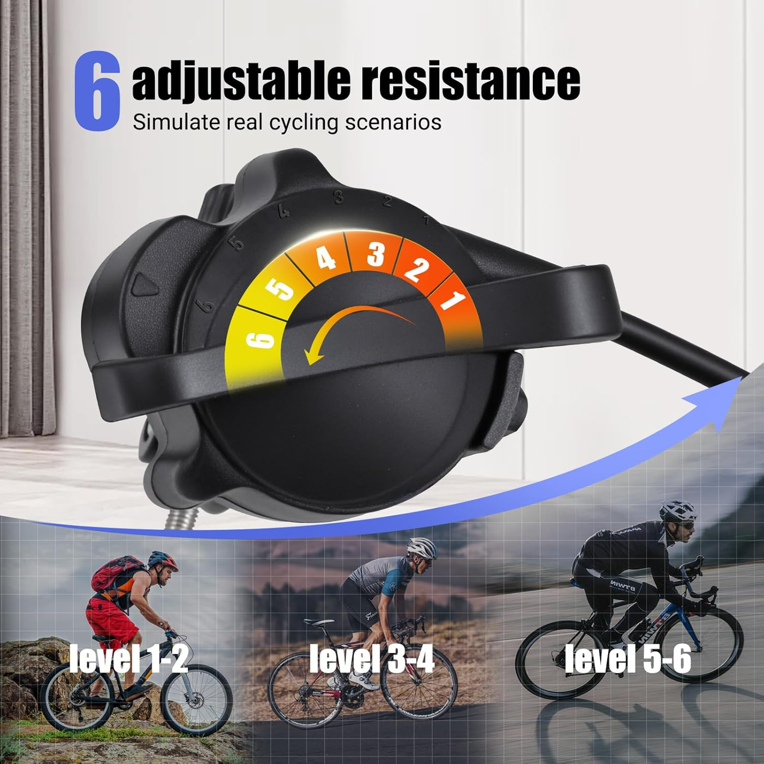 Advwin Bike Trainer Stand for Indoor Riding, Magnetic Stationary Bike Stand W/6 Level Resistance for 26-29" & 700C Wheels, Stable Cycling Trainer -Include Quick Release & Front Wheel Riser image number 4