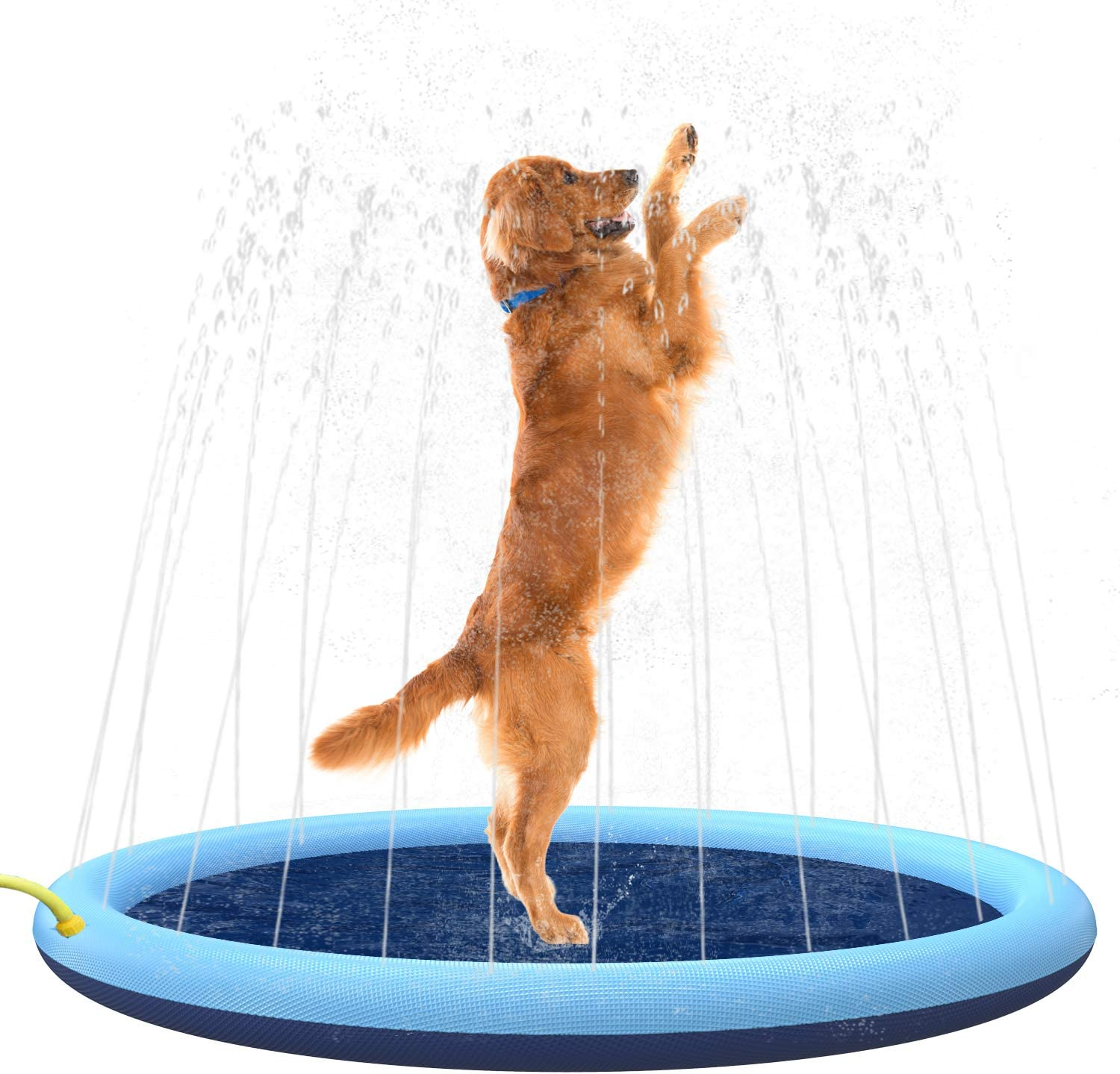 Flyboo Splash Sprinkler Pad for Dogs Kids,67&rsquo;&rsquo; Thicken Dog Pool with Sprinkler,Pet Outdoor Play Water Mat Toys for Dogs Cats and Kiddie