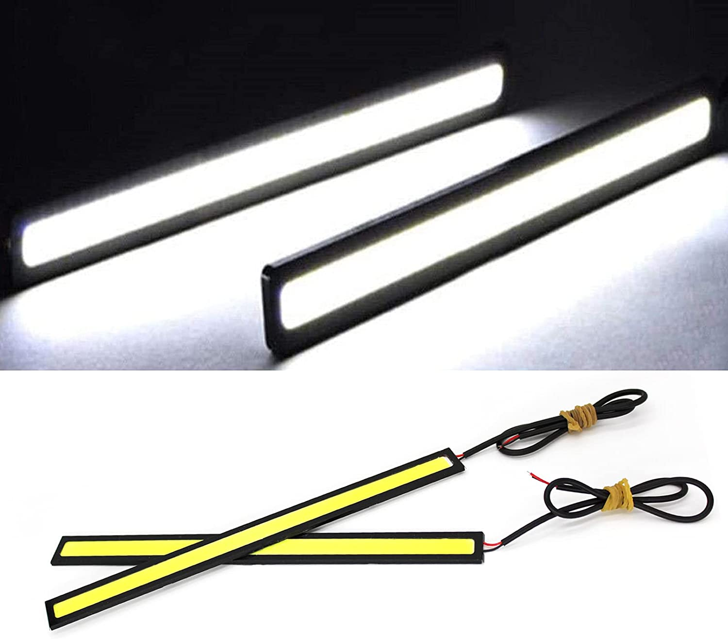 4PCS Daytime Running Light DRL Car LED Light Strip Waterproof COB Lights Truck Boat Bike Universal 17CM 12V Driving Lighting(White)