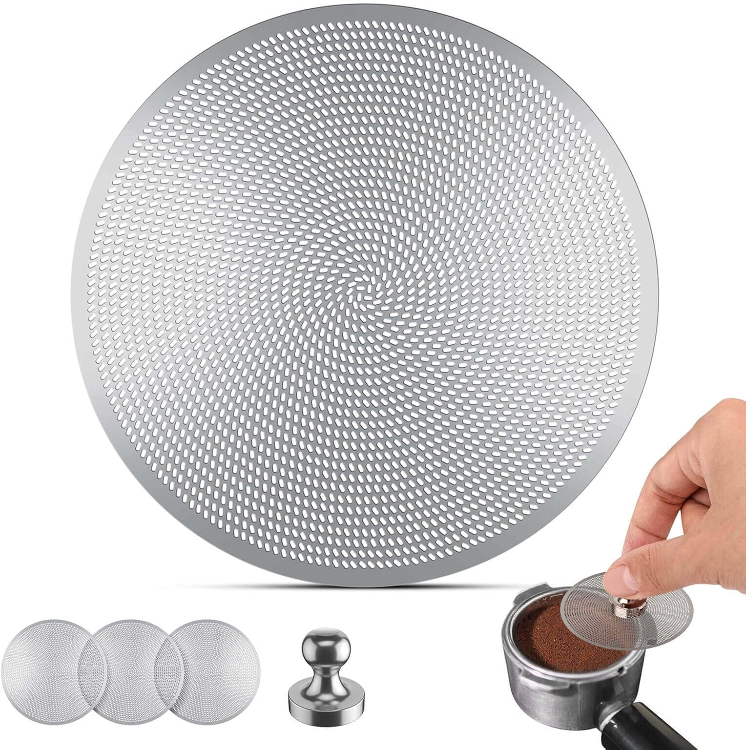 3 Pcs 58Mm Espresso Puck Screen - 0.2Mm Ultra Thin Puck, Stainless Steel Reusable Coffee Filter, Compatible with Espresso Machine 58Mm Portafilter Basket image number 4