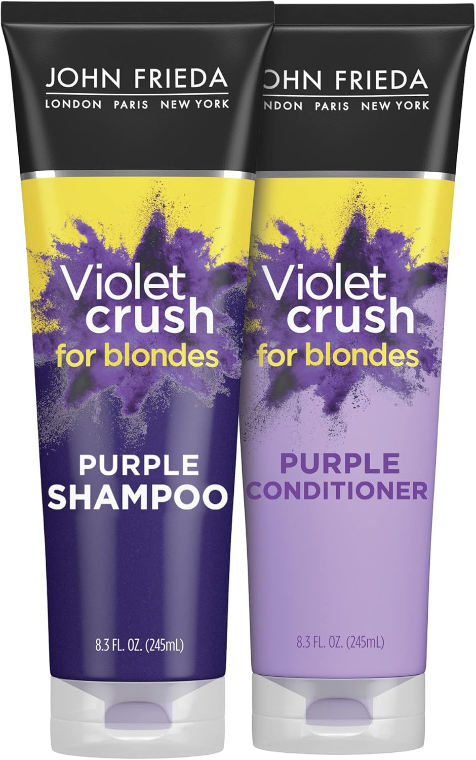 John Frieda Violet Crush Purple Shampoo and Conditioner Set - Blonde Toner Neutralizing Yellow Tones for Bleached and Platinum Hair, Enhancing Blonde Tones, 8.3 Oz (2 Pack) image number 3