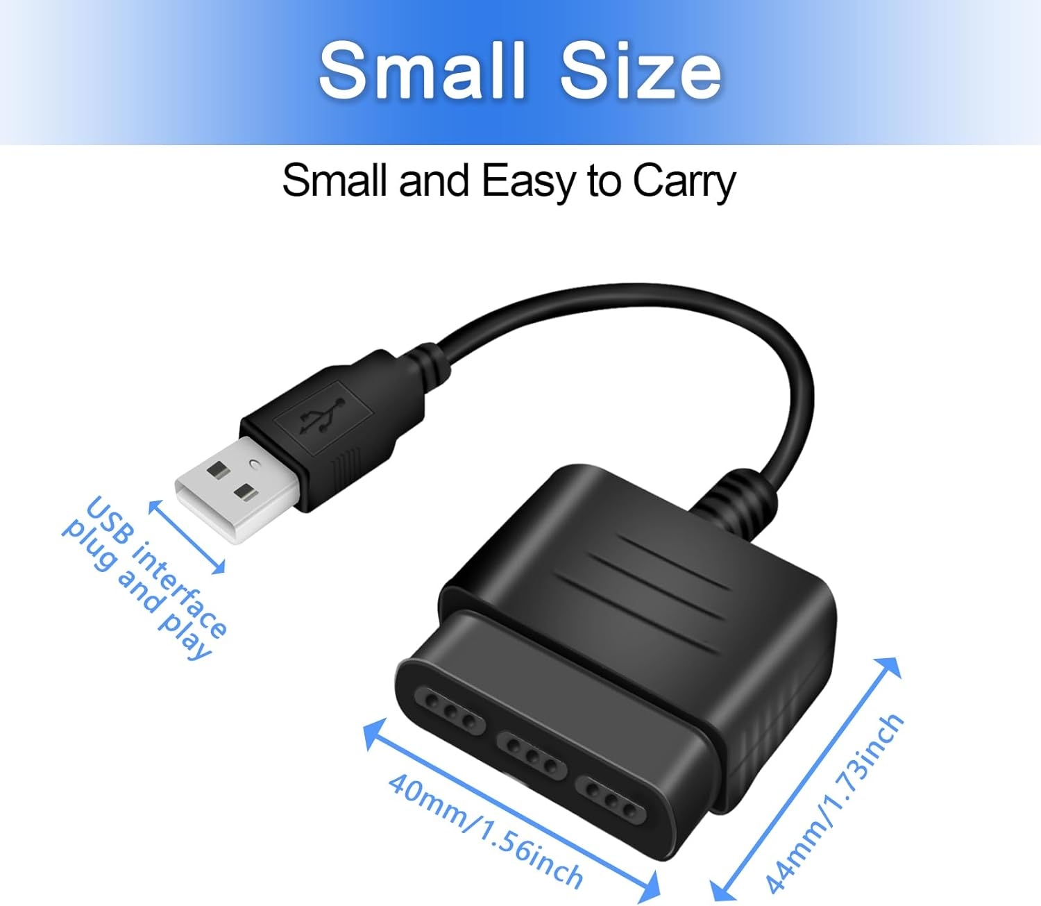 Finera USB 2.0 Games Controller Adapter Converter Cable, Compatible with Sony PS1 PS2 Playstation Dual Shock 2 Joypad Gamepad to PS3 PC Game