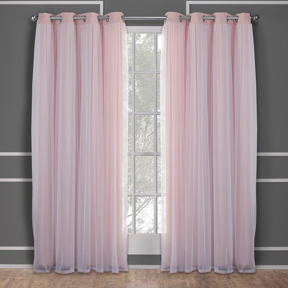 TOWN & COUNTRY LUXE Talia Double Layer Indoor Curtains, Sheer and Room Darkening Blackout, Grommet Top, Energy Efficient, 2-Pack Set, 52"X120", Aqua image number 5