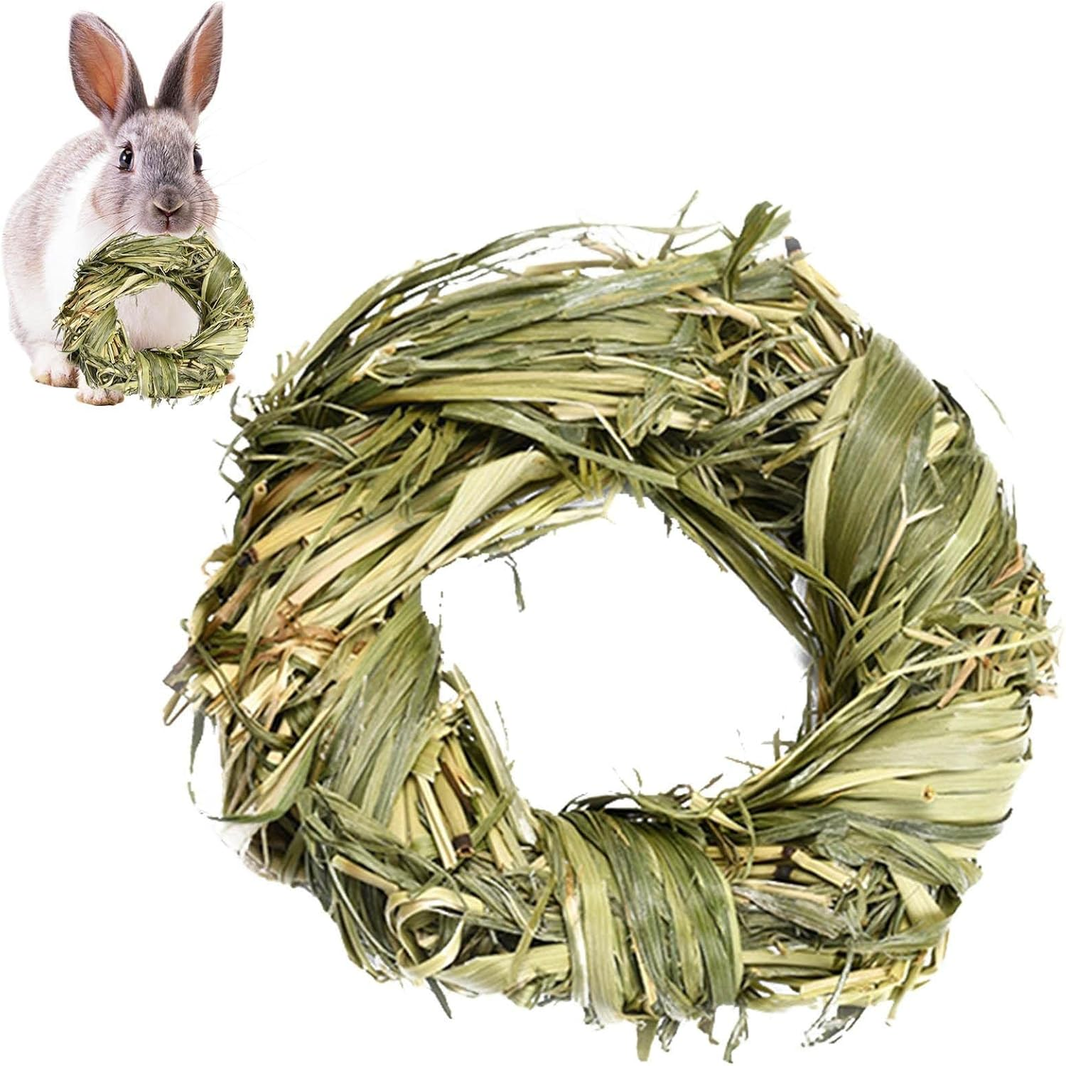 Toys for Rabbits - Activity Toys for Small Animal - Grass Balls Carrot Teething Toys for Gerbils, Guinea, Dwarf Bunny, Pet Cage Entertainment