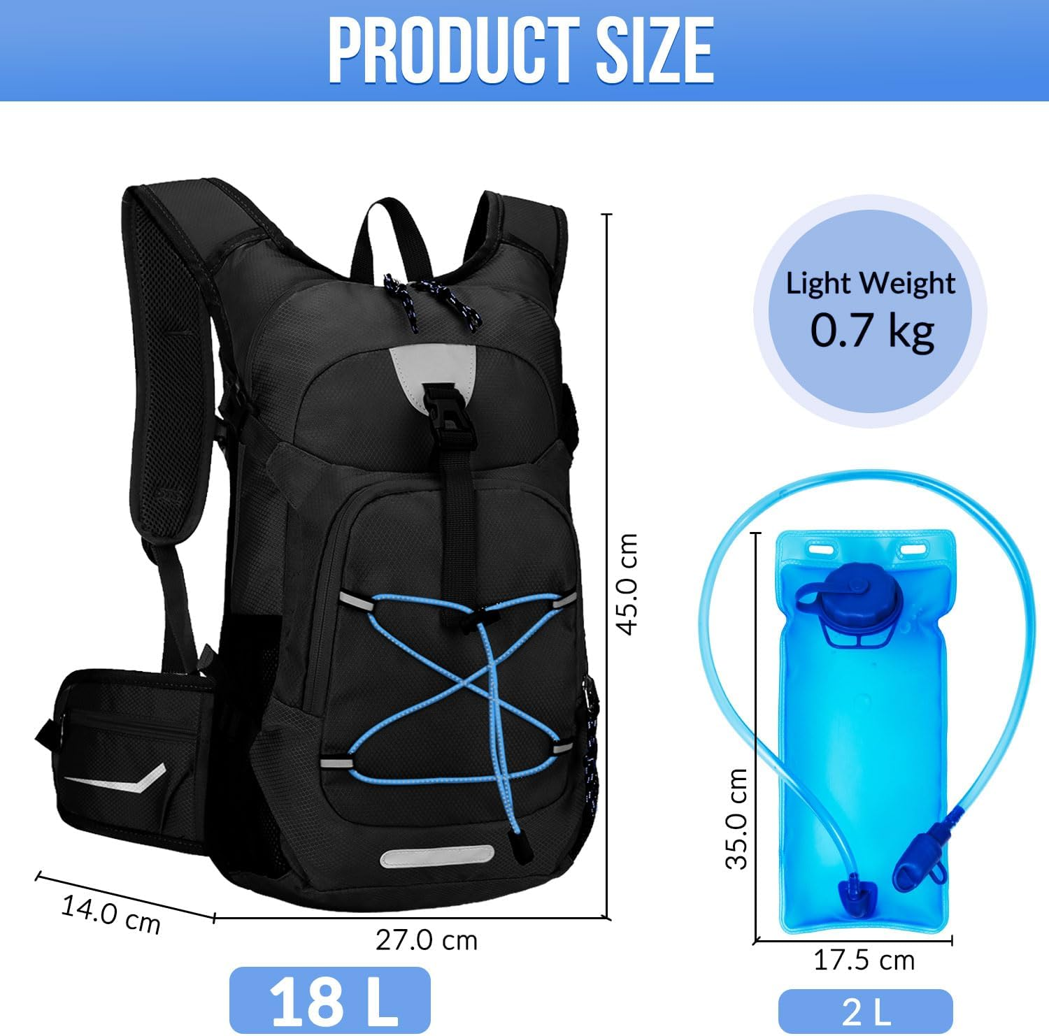 WOTOW Hydration Pack - Hydration Backpack, and Hydration Vest Hydration Bladder Are Suitable for Both Men and Women during Hiking Camping image number 3