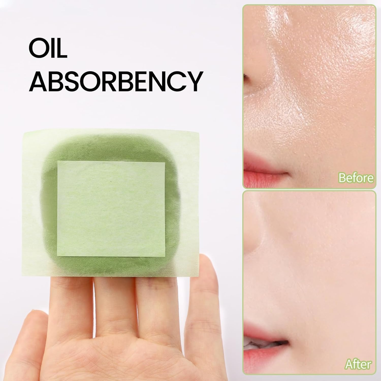 Oil Blotting Sheets for Face with Mirror and Puff, 300 Sheets Oil Blotting Paper for Oily Skin, Face Oil Absorbing Sheets, Natural Oil Control Film, Absorb Excess Oil, Makeup Friendly image number 2