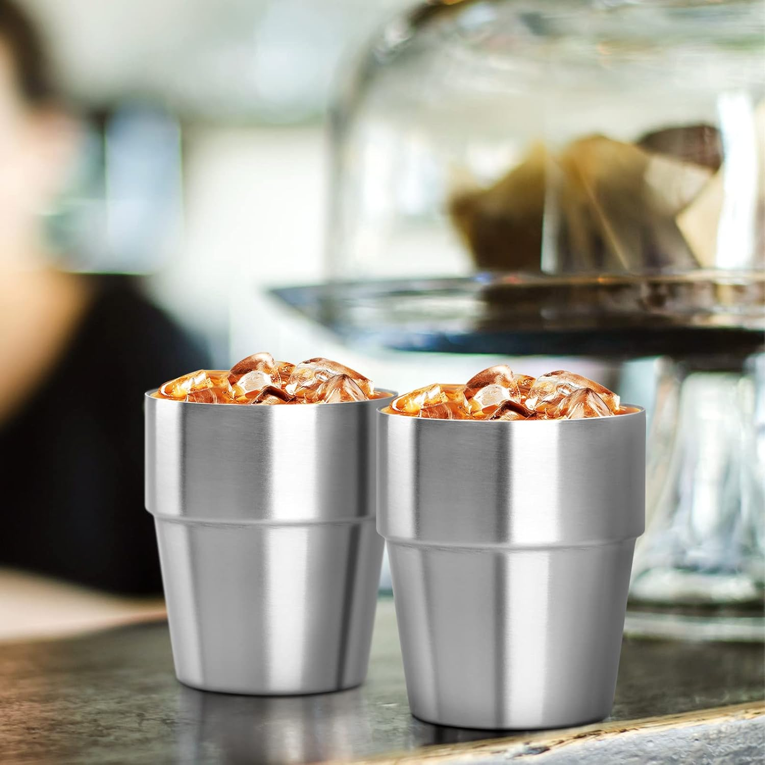 Beasea Stainless Steel Cups Set of 4, 10 Oz Double Wall Vacuum Insulated Drinking Cups Metal Drinking Glasses for Kids and Adults image number 1